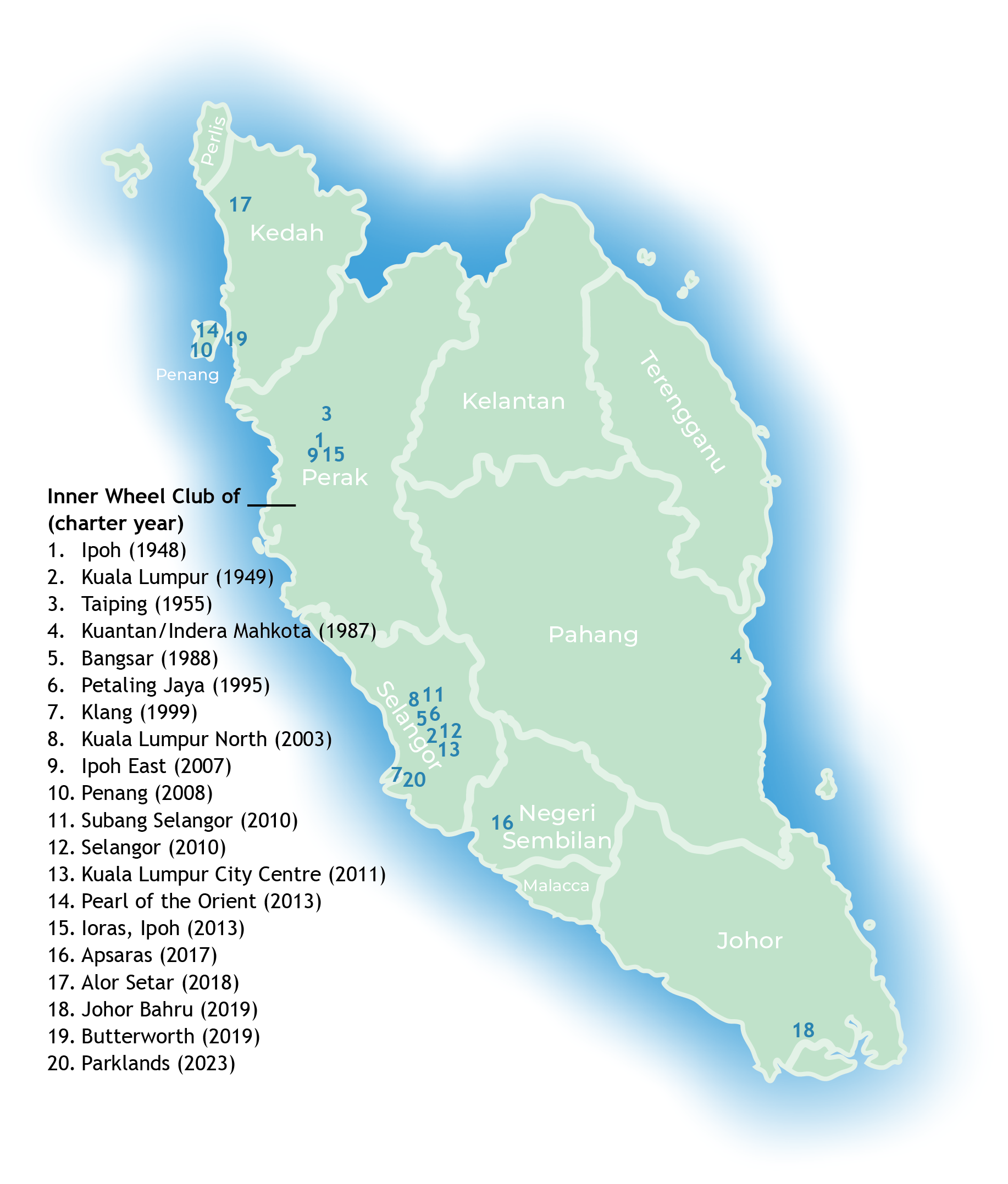 Map of District 330, West Malaysia.