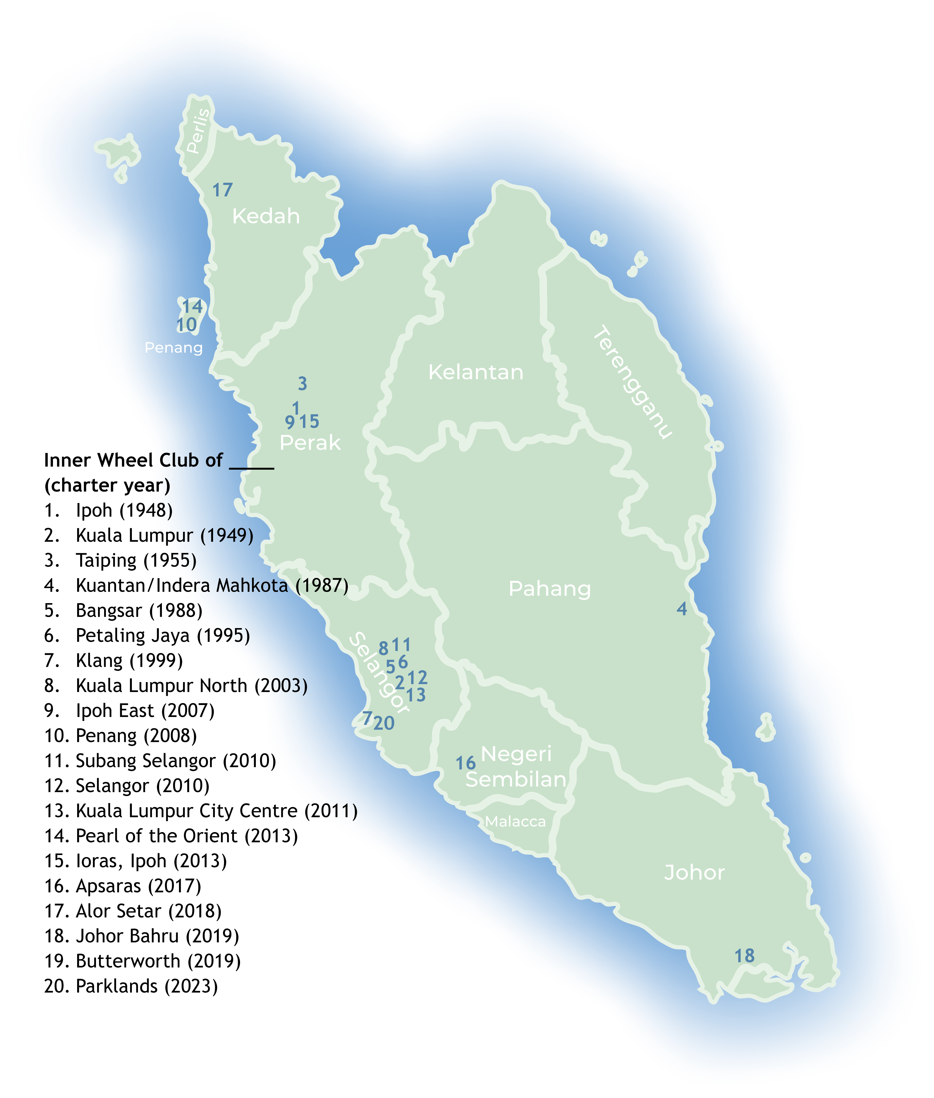 Map of District 330, West Malaysia.